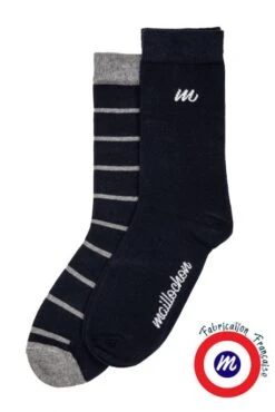 Le Pack Chaussettes MAILLOCHON RAYURES Marine (X2) -Hommes Mode Vêtements Magasin 111