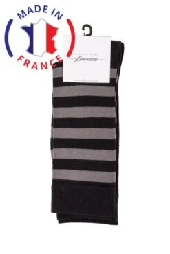 Chaussettes BROUSSAUD REG (pack X2) Noir Rayé Gris