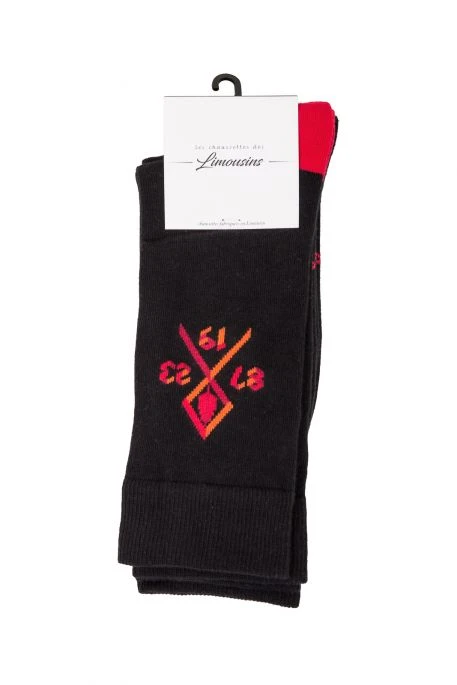 Chaussettes BROUSSAUD REG (pack X2) Noir Logo Rouge 3 Chaussettes BROUSSAUD REG (pack X2) Noir Logo Rouge