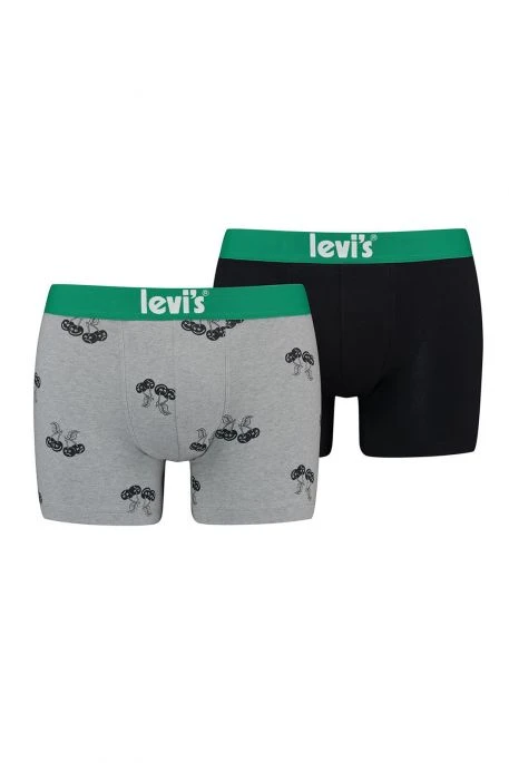 Levis Boxer LEVI'S® CHERRY Light Grey Melange Green (lot De 2) 3 Levis Boxer LEVI'S® CHERRY Light Grey Melange Green (lot De 2)