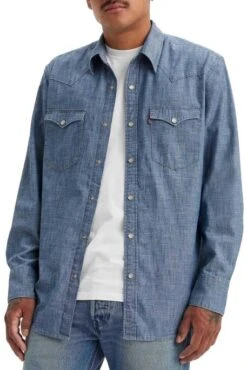 Levis Chemise En Jean LEVI'S® BARSTOW WESTERN Mid Blue Chambray