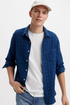Levis Chemise LEVI'S® SUNSET Grid Indigo Double Cloth -Hommes Mode Vêtements Magasin levis 85746 01 45 1