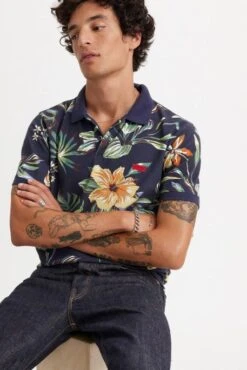 Levis Polo LEVI'S® HOUSEMARK SLIM Floral Navy -Hommes Mode Vêtements Magasin levis a4842 00 52 4