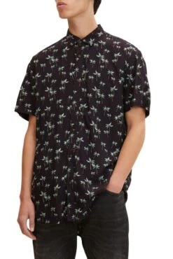 Chemisette TOM TAILOR Grey Real Palm Print -Hommes Mode Vêtements Magasin tom tailor 23329 1