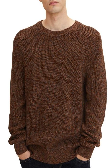 Pull TOM TAILOR Navy Brown Mouline 3 Pull TOM TAILOR Navy Brown Mouline