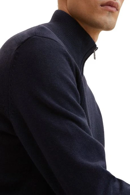 Veste Zippée TOM TAILOR Knitted Navy Melange 4 Veste Zippée TOM TAILOR Knitted Navy Melange – Image 2