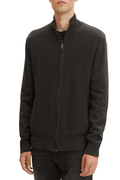 Veste Zippée TOM TAILOR Knitted Black Grey 4 Veste Zippée TOM TAILOR Knitted Black Grey – Image 2