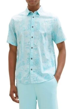 Chemise TOM TAILOR PALMIER Turquoise -Hommes Mode Vêtements Magasin tt 24941 1