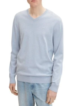 Pull TOM TAILOR BASIC V NECK Light Grey -Hommes Mode Vêtements Magasin tt 25376 1