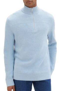 Hommes Mode Vêtements Magasin 14 Pull TOM TAILOR COL ZIP Blue