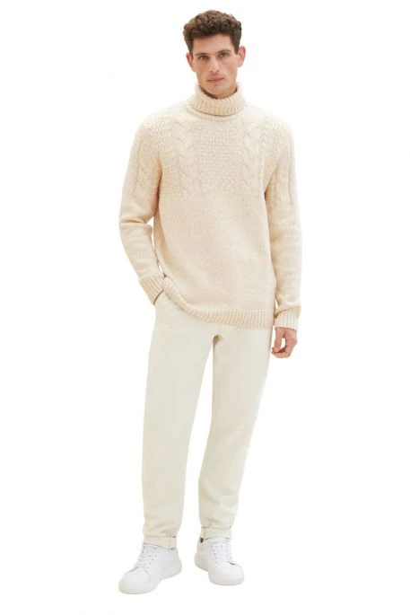 Pull TOM TAILOR COL ROULE White Beige 5 Pull TOM TAILOR COL ROULE White Beige – Image 3