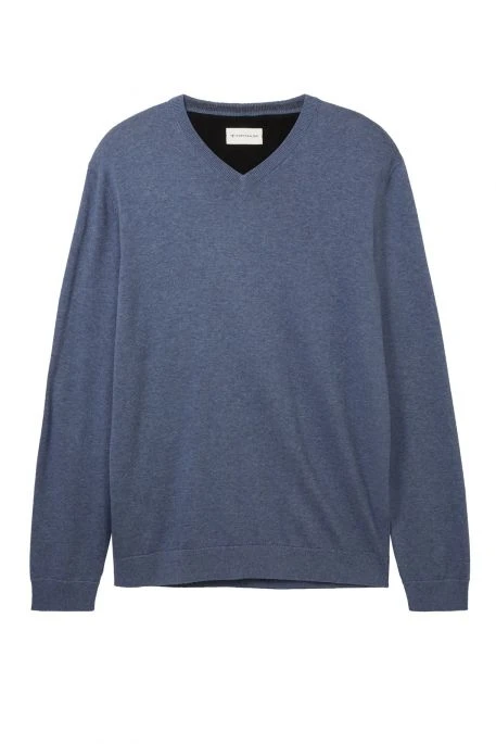 Pull TOM TAILOR V NECK BASIC Vintage Indigo 3 Pull TOM TAILOR V NECK BASIC Vintage Indigo