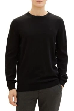 Pull TOM TAILOR CREW NECK BASIC Black -Hommes Mode Vêtements Magasin tt 26072 1