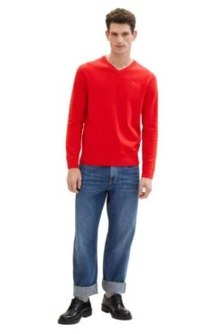 Pull TOM TAILOR V-NECK Red