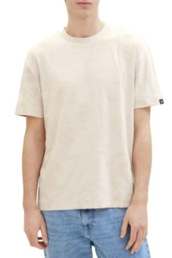 Tee Shirt TOM TAILOR BEIGE LEAVES -Hommes Mode Vêtements Magasin tt 26655 1
