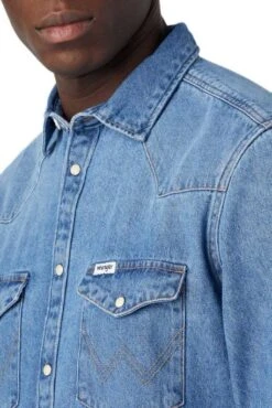 Chemise En Jean WRANGLER ICON Mid Stone -Hommes Mode Vêtements Magasin wrangler 112341917 3