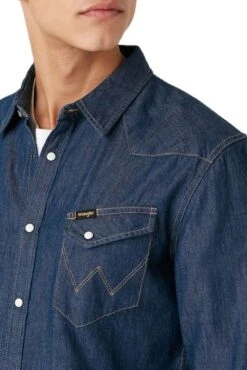 Chemise En Jean WRANGLER WESTERN Dark Stone 11 Chemise En Jean WRANGLER WESTERN Dark Stone -Hommes Mode Vêtements Magasin wrangler w5f2 5k 098 4